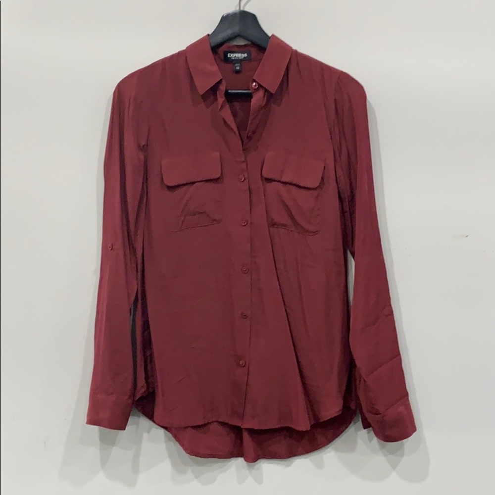 EXPRESS Maroon button down shirt size PXXS